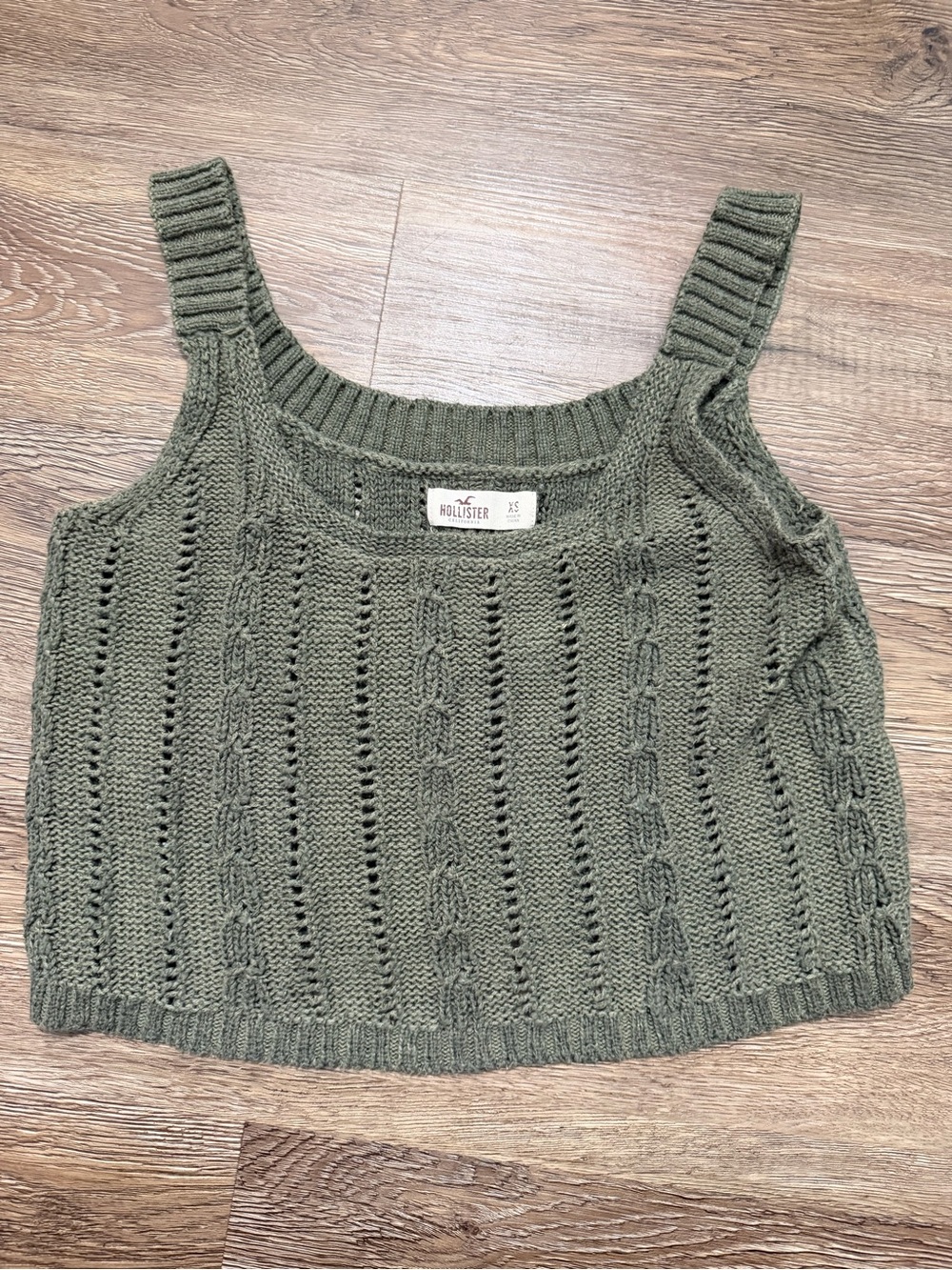 Hollister Olive Cable Knit Crop Tank